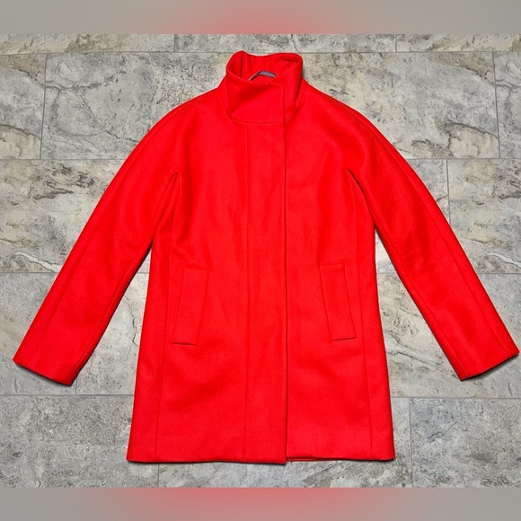 J.CREW Peacoat "City Coat" Cocoon Stadium Jacket Zip Size 2 Burnt Orange - Picture 1 of 6